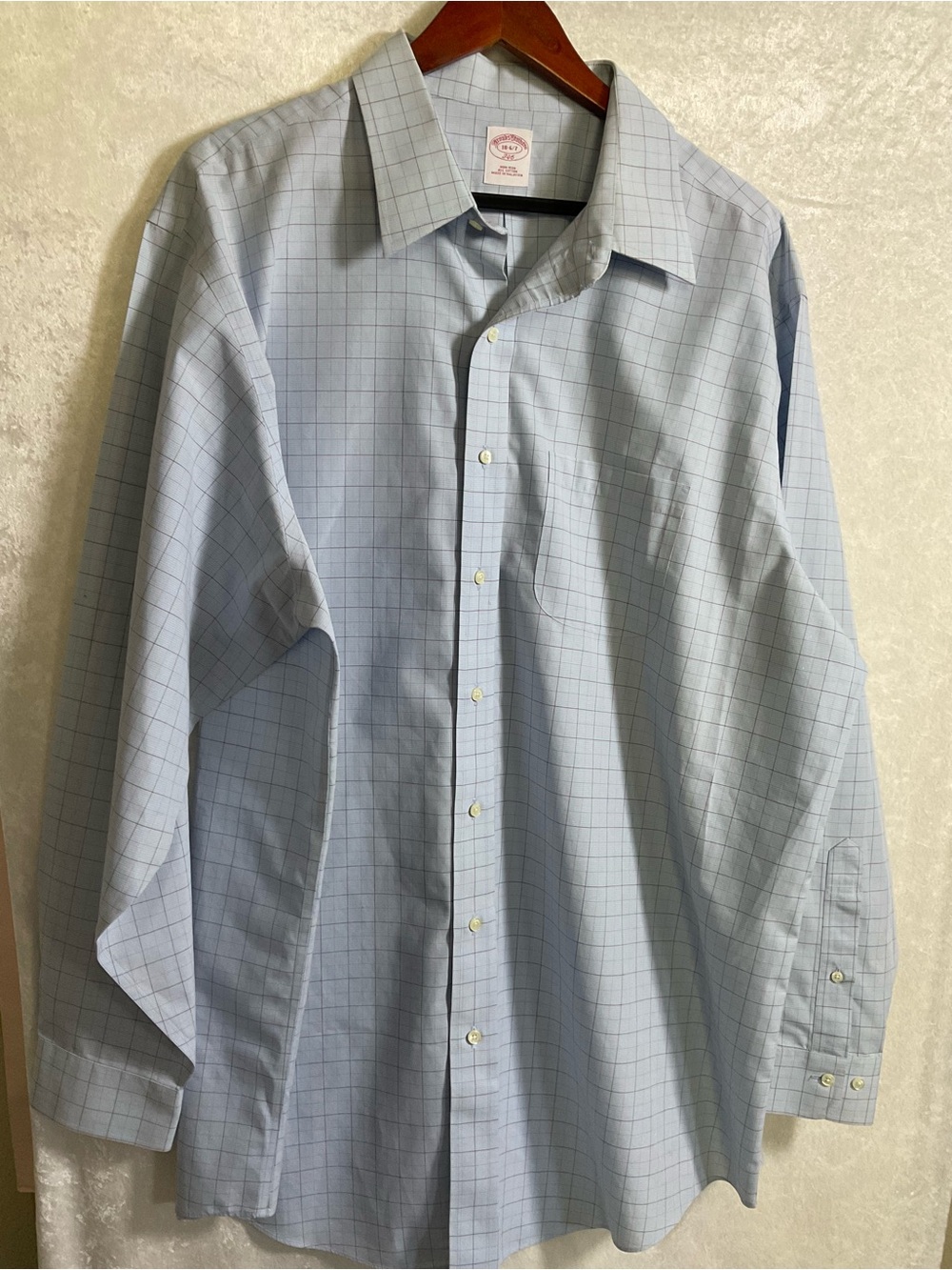 Brooks Brothers Light Blue Windowpane Dress Shirt